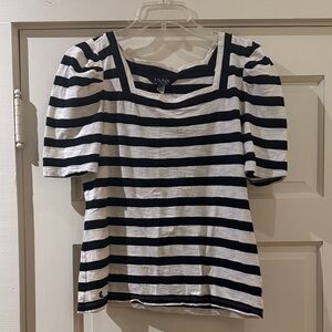 Black and Off-White Striped Women's Top